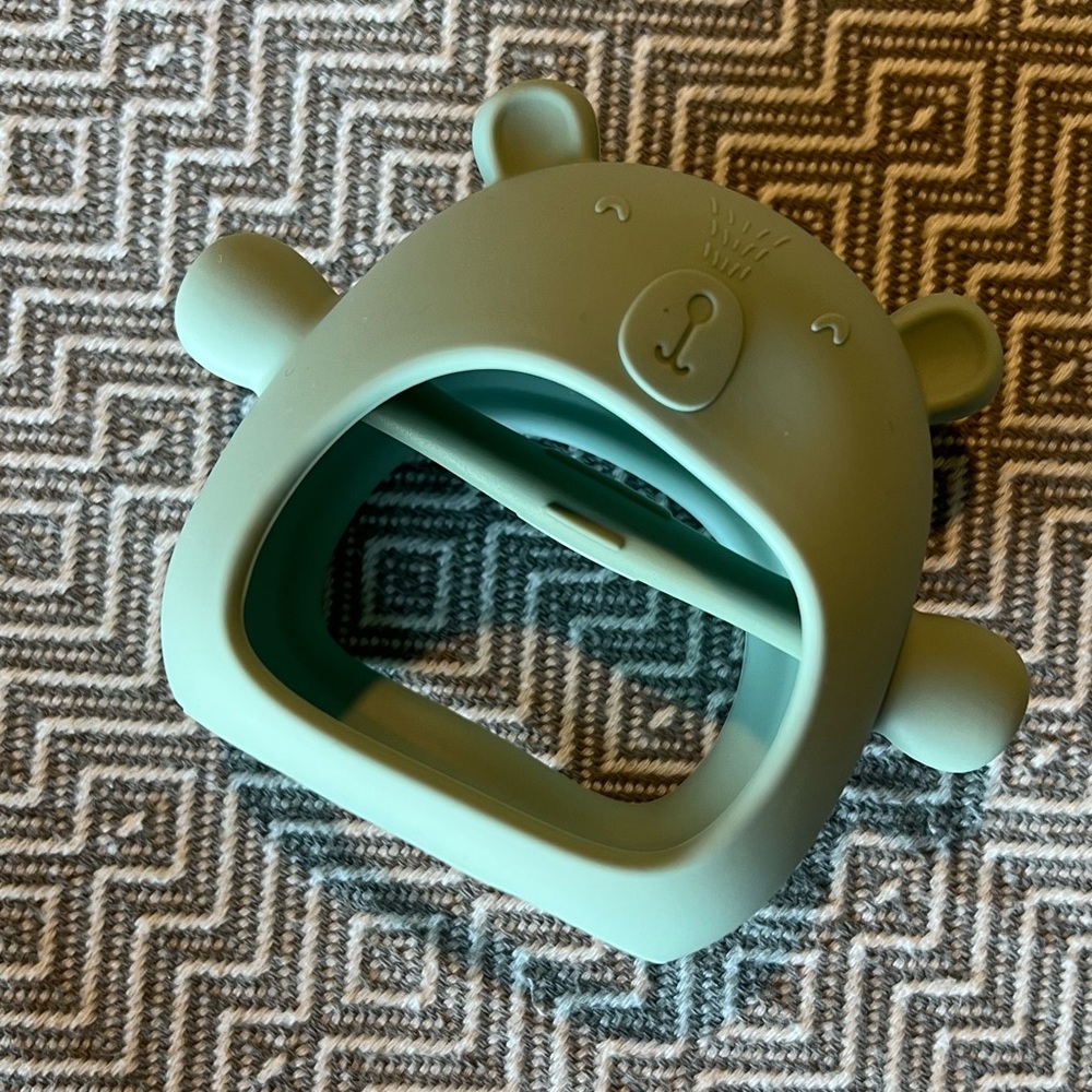 Cute sage green Bear-Shaped Teether